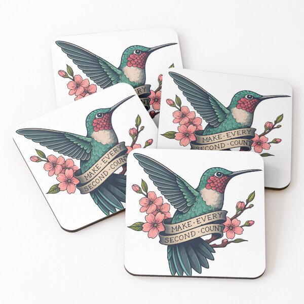 Item preview, Hummingbird with Cherry Blossoms - "Make Every Second Count" designed and sold by Tattee.