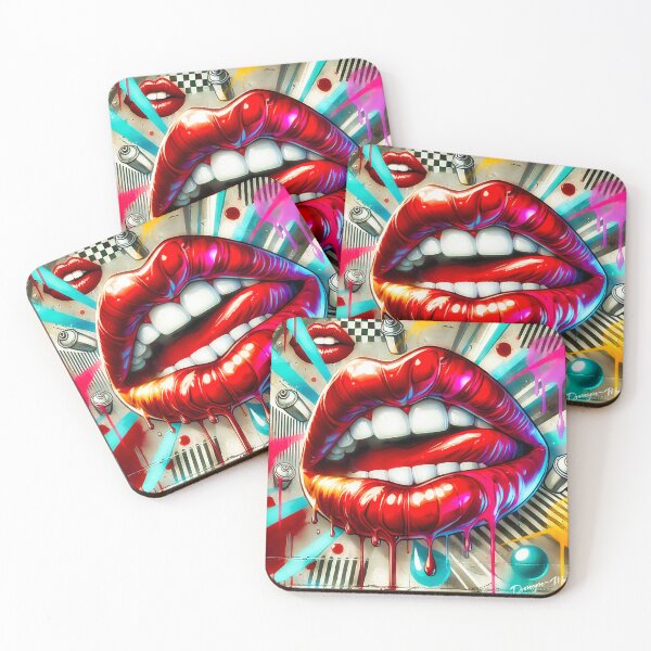 Item preview, Modern graffiti wall art lips and mouth designed and sold by Drone-tees.