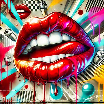 Artwork thumbnail, Modern graffiti wall art lips and mouth by Drone-tees