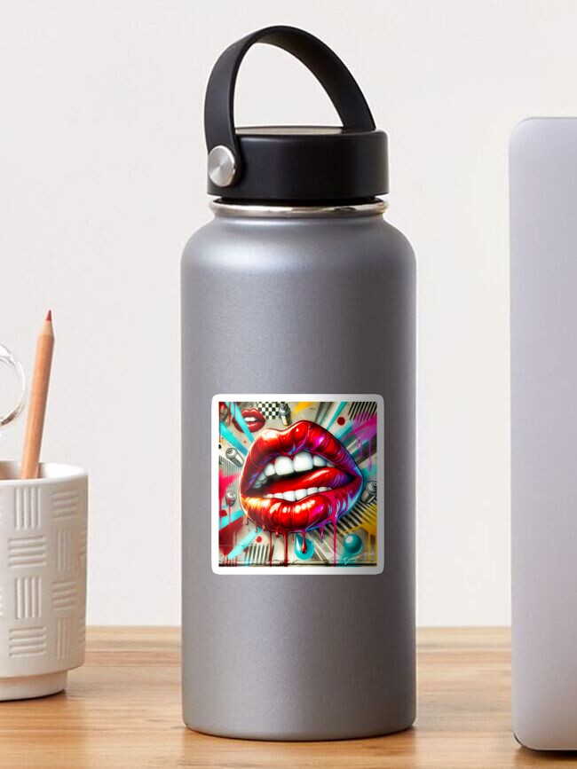 Thumbnail 1 of 3, Sticker, Modern graffiti wall art lips and mouth designed and sold by Drone-tees.