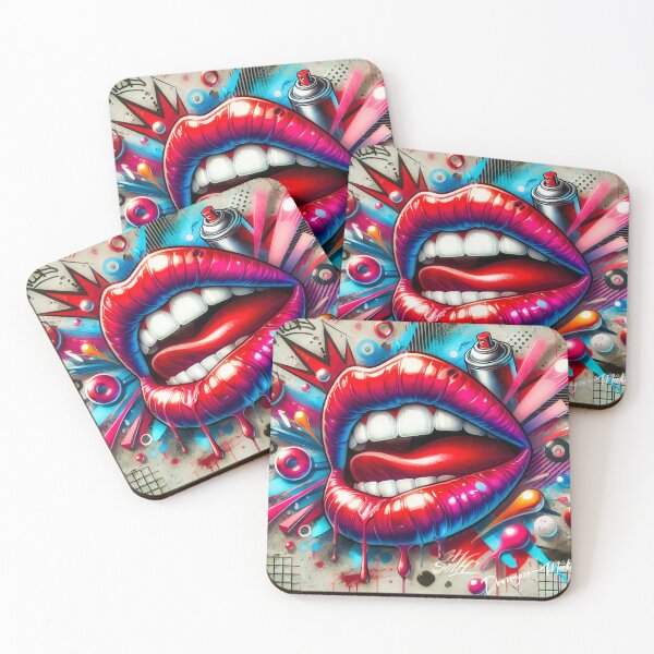 Item preview, Modern graffiti wall art lips and mouth designed and sold by Drone-tees.