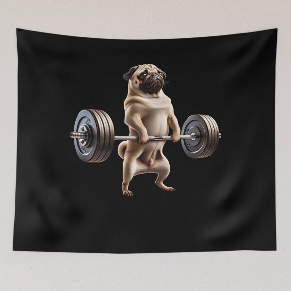 Item preview, Pug Deadlift Weightlifting Funny Fitness Workout Gym Dog Lover designed and sold by Kimberley King Art  King Art.