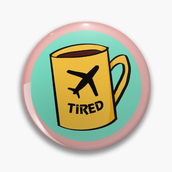 Artikelvorschau, Kaffeebecher mit Aufschrift "Flugzeugmüde" entworfen und verkauft von AdventuresOy.