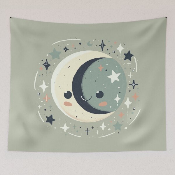 Item preview, Smiling Moon and Stars designed and sold by Itouchedabee.