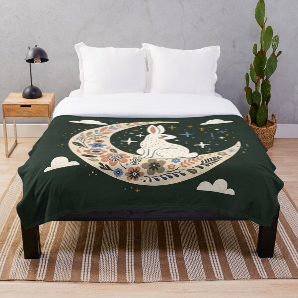 Item preview, Floral Moon and Rabbit – Whimsical Celestial Art designed and sold by Itouchedabee.
