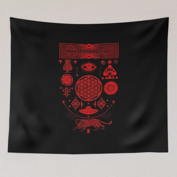 Item preview, Sacred Geometry Flower of Life UFO Jaguar Spirit Animal designed and sold by Mystikos Art.