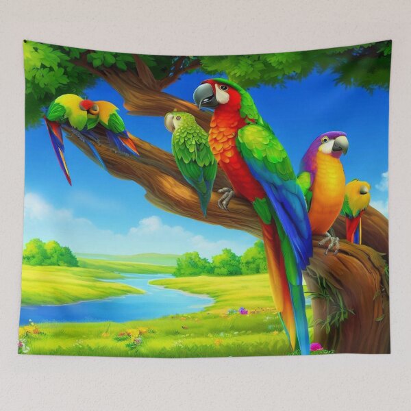 Item preview, Tropical paradise: Colorful parrots in their natural environment designed and sold by FotoworldEdel.