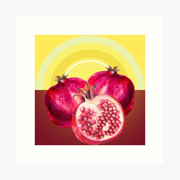 Kitchen Art| pomegranates| kitchen decor| still life| modern farmhouse| food art| kitchen decoration| artwork for the kitchen Art Print