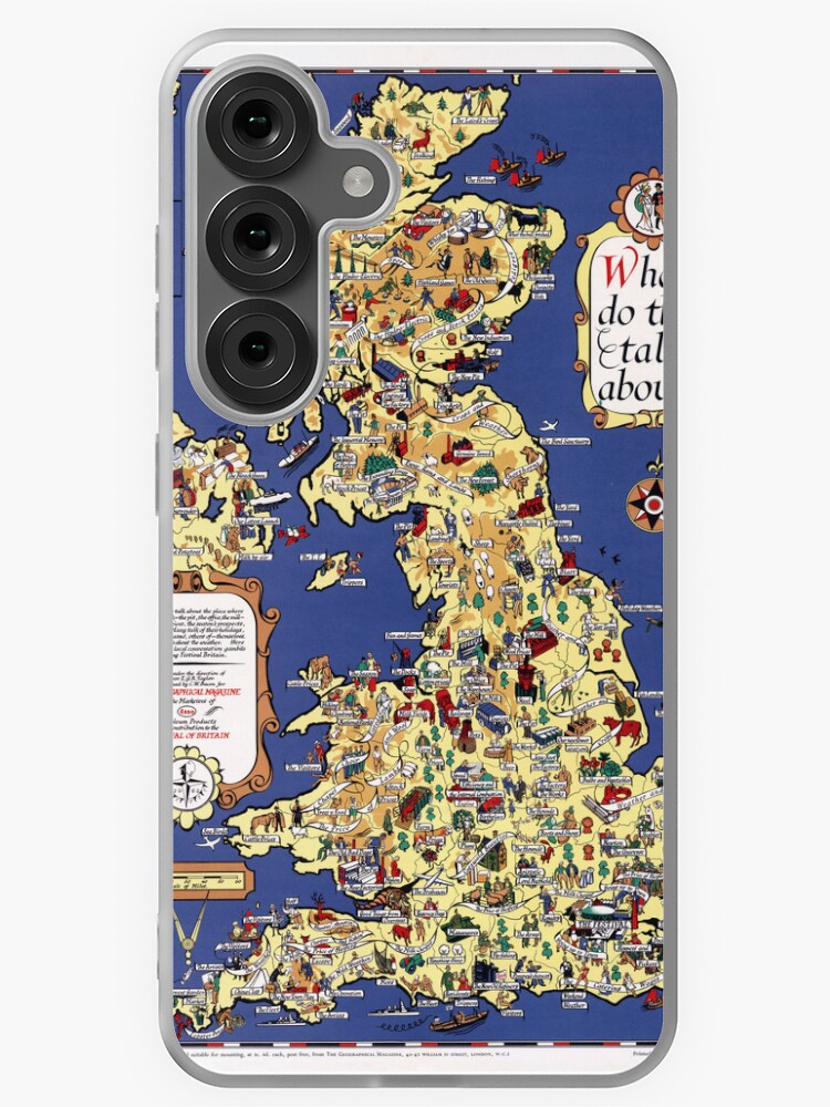 Thumbnail 1 of 4, Samsung Galaxy Phone Case, Map of the UK. 1951. designed and sold by colourfind.