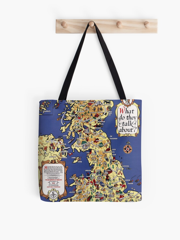 Thumbnail 1 of 2, Tote Bag, Map of the UK. 1951. designed and sold by colourfind.