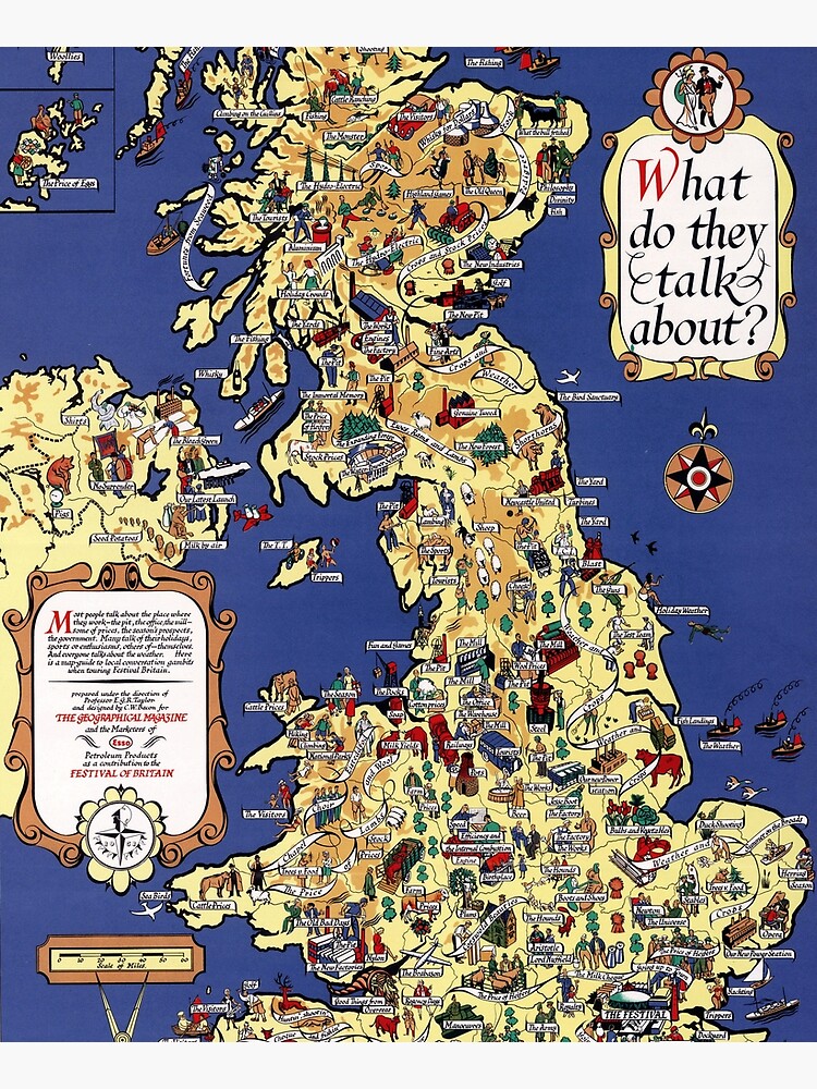 Thumbnail 6 of 6, Apron, Map of the UK. 1951. designed and sold by colourfind.
