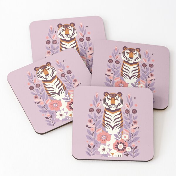Item preview, Majestic Tiger with Floral Accents - Bold Wildlife Art designed and sold by Itouchedabee.