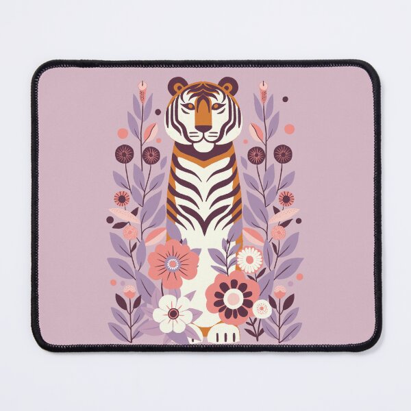 Item preview, Majestic Tiger with Floral Accents - Bold Wildlife Art designed and sold by Itouchedabee.