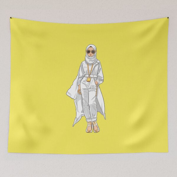 Item preview, All-White Hijab Fashion Sticker - Elegant Modest Style with Gold Details Design | Ramadan designed and sold by ThisTee.