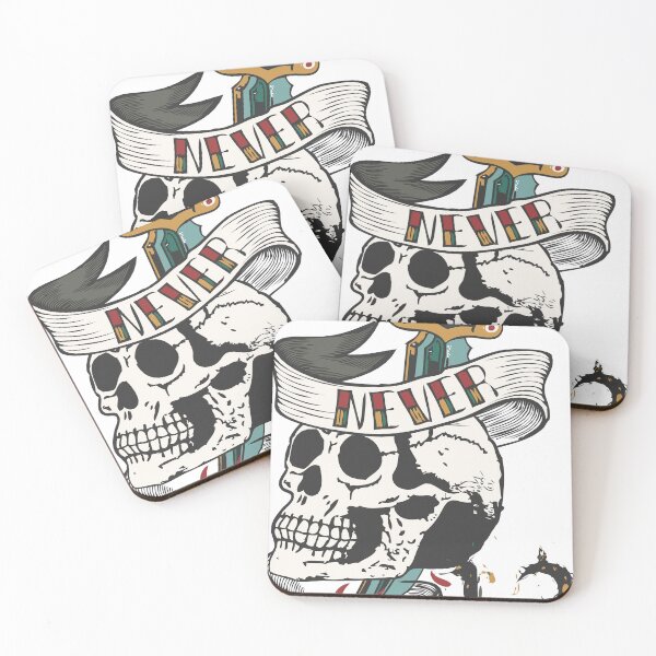 Item preview, never die hipster skulls death's head tattoo skull dagger banner number designed and sold by Achille3777.