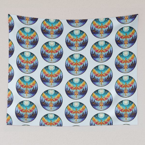 Item preview, magical phoenix with enchanted sky designed and sold by folklorewhisper.