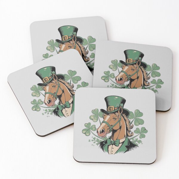 Item preview, Horse with Leprechaun Hat and Clover Background - St. Patrick’s Day Animal Art designed and sold by love3617.