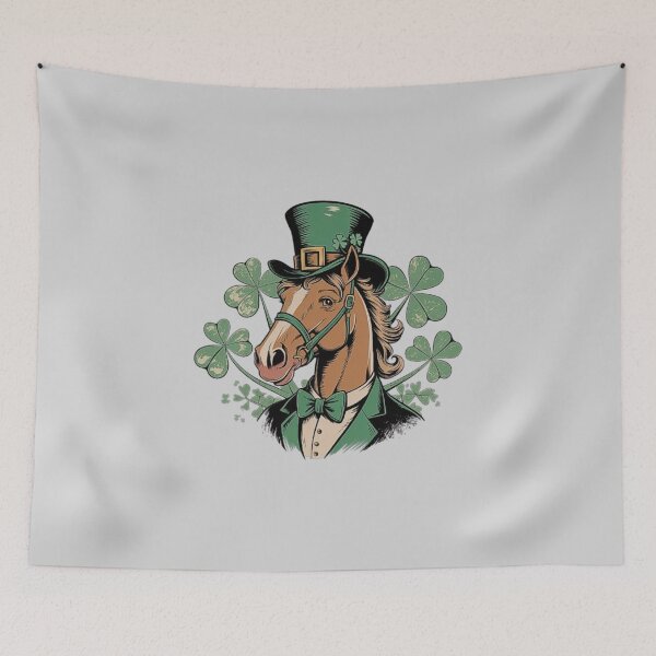Item preview, Horse with Leprechaun Hat and Clover Background - St. Patrick’s Day Animal Art designed and sold by love3617.