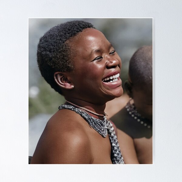 Item preview, Colorized Laughing Zulu Woman Vintage designed and sold by JerryFrank.