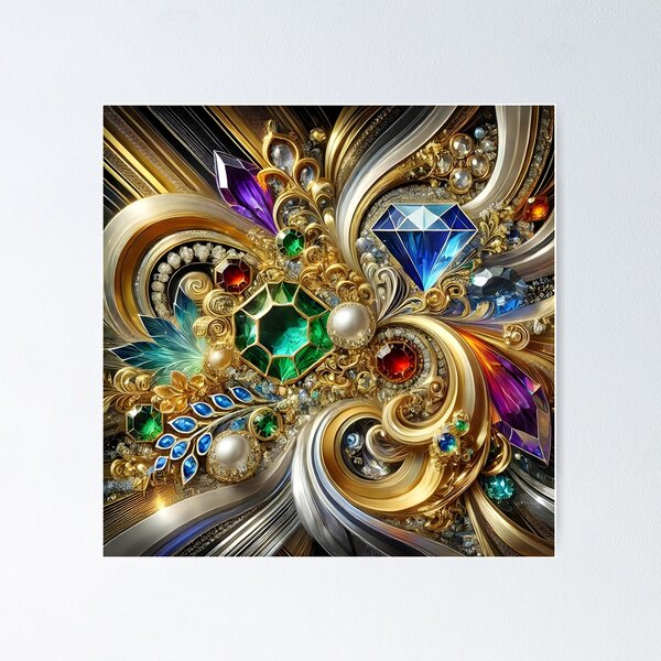 Item preview, Radiant Jewel-Toned Luxury Abstract Masterpiece designed and sold by Bilikaru.