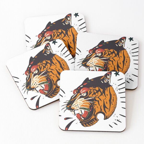 Item preview, old school tiger hipster skulls tattoo design logo brand designed and sold by Achille3777.