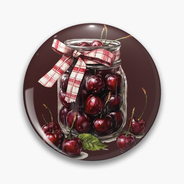 Item preview, Mason Jar of Fresh Red Cherries with Plaid Bow. Realistic Cherry Jar Illustration with Decorative Ribbon designed and sold by Anastasiia Yurevych.