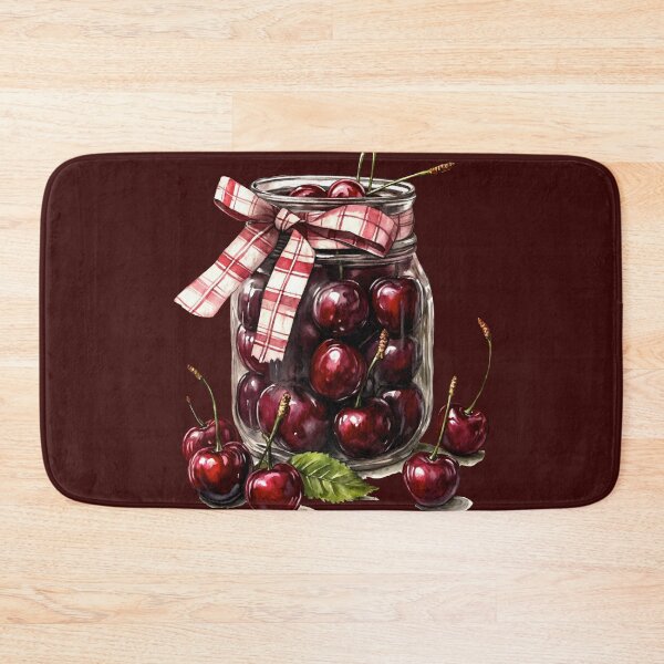 Item preview, Mason Jar of Fresh Red Cherries with Plaid Bow. Realistic Cherry Jar Illustration with Decorative Ribbon designed and sold by Anastasiia Yurevych.