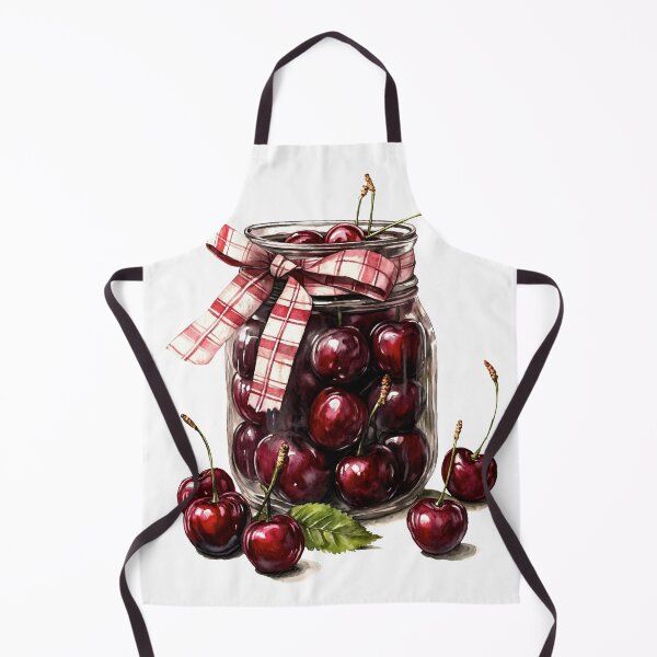 Item preview, Mason Jar of Fresh Red Cherries with Plaid Bow. Realistic Cherry Jar Illustration with Decorative Ribbon designed and sold by Anastasiia Yurevych.