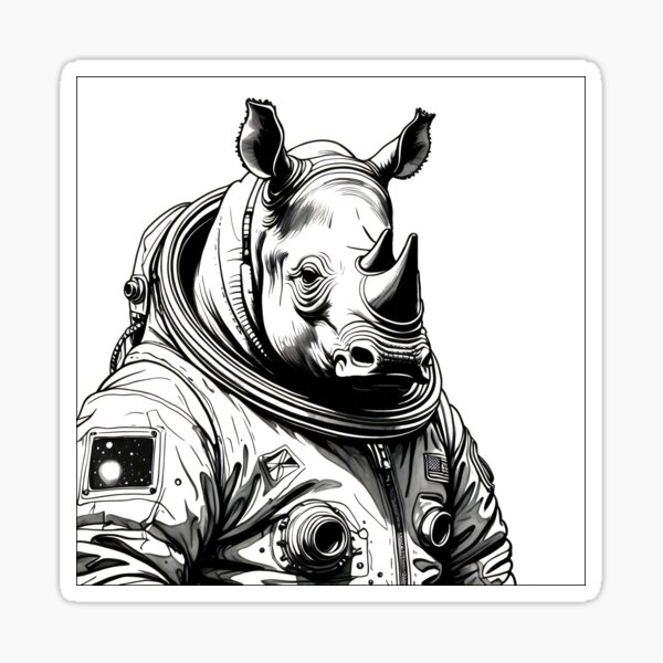 Rhino in space suit Sticker