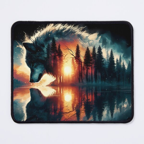Item preview, Double Exposure Wolf Reflection, Ai Generated Art  designed and sold by ACC .