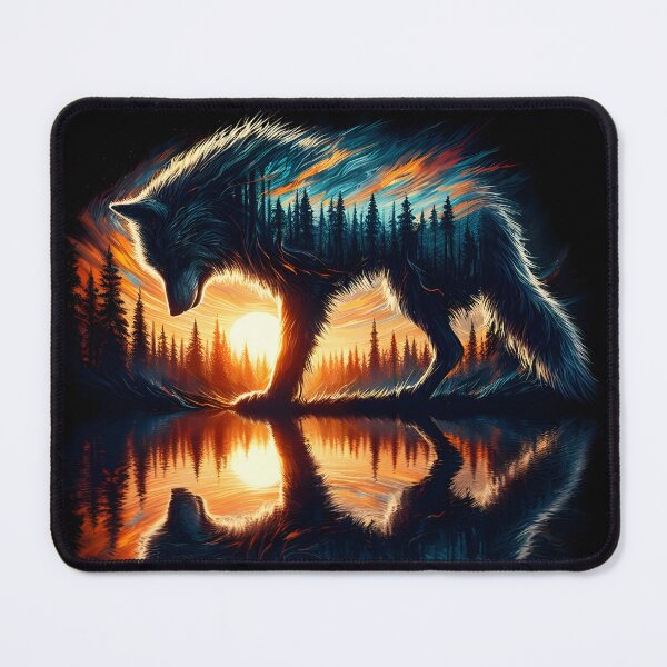 Item preview, Double Exposure Wolf Reflection, Ai Generated Art  designed and sold by ACC .