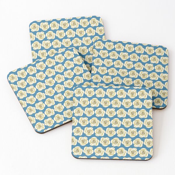 Item preview, Pretty White Roses on Blue Pattern designed and sold by scome.