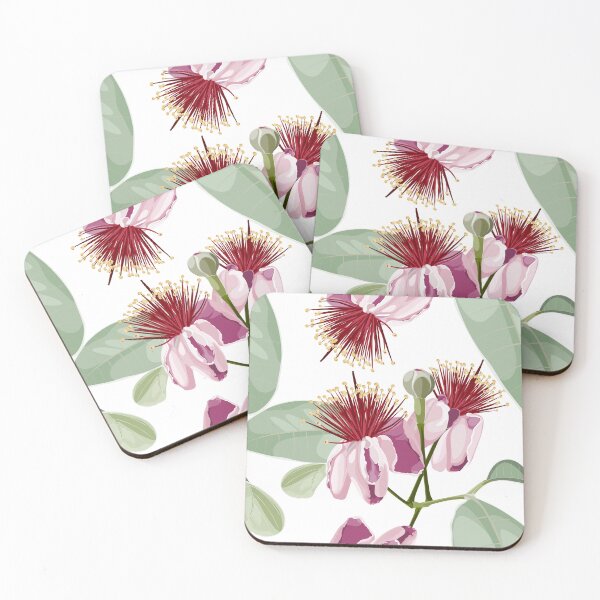 Item preview, Feijoa blooming flowers and exotic leaves with leaves illustration. designed and sold by MatyKotiv.