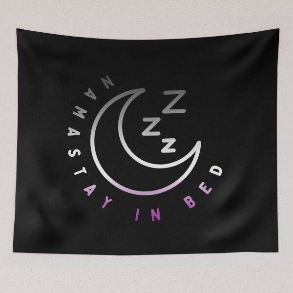 Item preview, Namastay in Bed, Asexual pride flag graphic, Crescent moon Graphic, Sleep, Yoga, Funny, selfcare, relax, pride, relax, chill, sleep mode,  designed and sold by PrideBeProud.