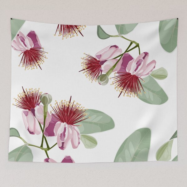 Item preview, Seamless pattern background with  feijoa blooming flowers and leaves with leaves. designed and sold by MatyKotiv.