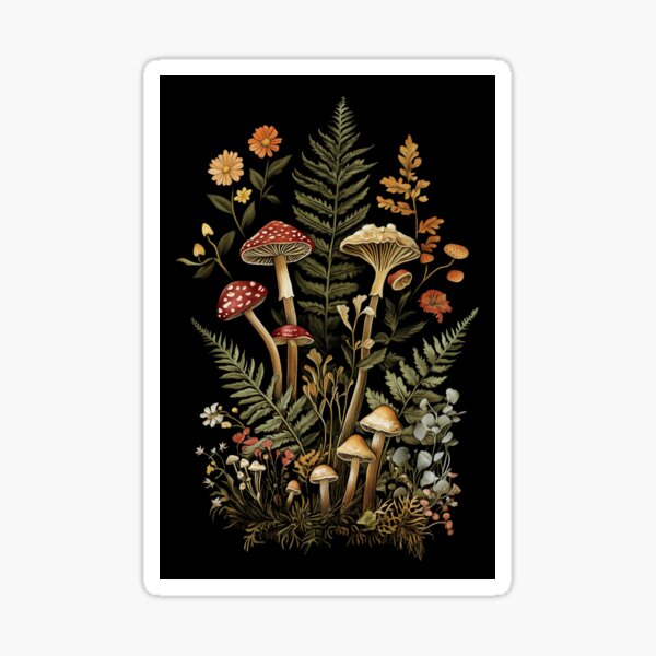 Witchy Woodland Mushrooms and Plants Sticker