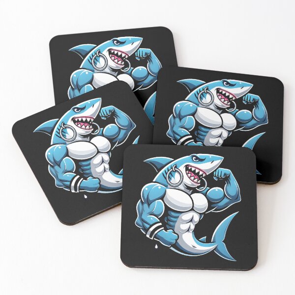 Item preview, funny Muscular Shark women  - Cool Cartoon Design designed and sold by DrawHandArt.