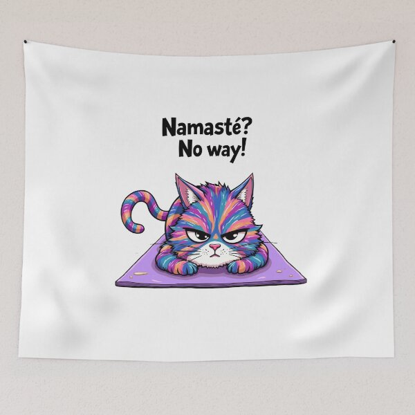 Item preview, funny quotes: namaste no way , funny cat  designed and sold by venavar.