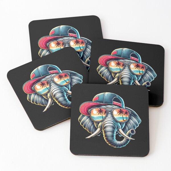 Item preview, Cool Tropical Elephant Design - Summer Beach Vibes with Sunset Reflection Art designed and sold by DrawHandArt.