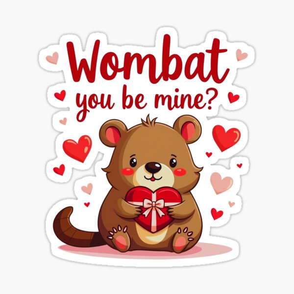 Vista previa del artículo con la obra «Adorable Wombat de San Valentín - Wombat ¿Serás mío?», diseñado y vendido por Bulwshop.