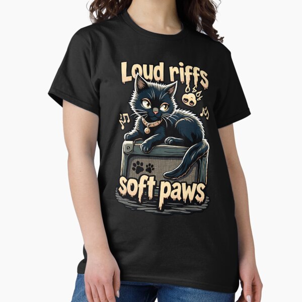 Item preview, Loud Riffs Soft Paws - Cats Lovers for Rock and Metal People designed and sold by SRM Art Designs.