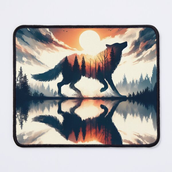 Item preview, Double Exposure Wolf Reflection, Ai Generated Art  designed and sold by ACC .