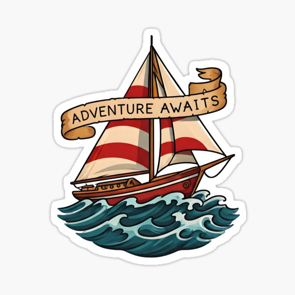 Item preview, Sailboat - "Adventure Awaits" - Nautical Design designed and sold by Tattee.