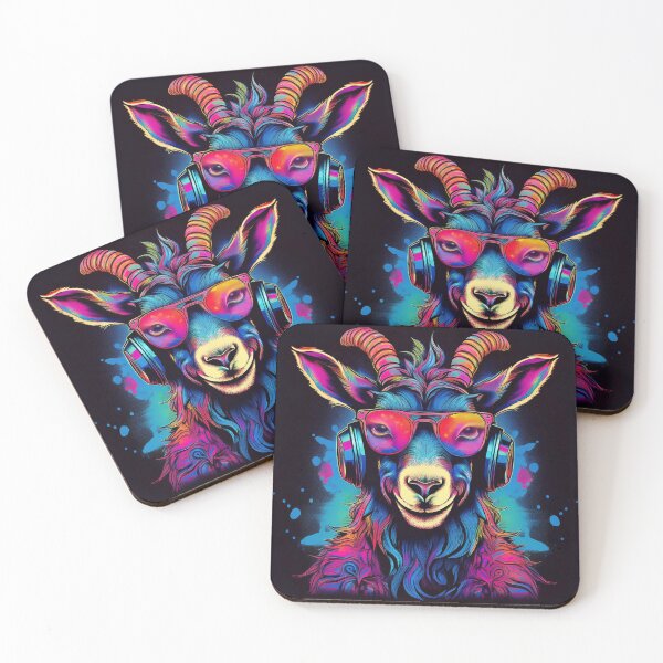Item preview, graffiti goat in headphones and shades designed and sold by Boxing Kangaroo Retail Company.