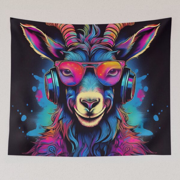 Item preview, graffiti goat in headphones and shades designed and sold by Boxing Kangaroo Retail Company.