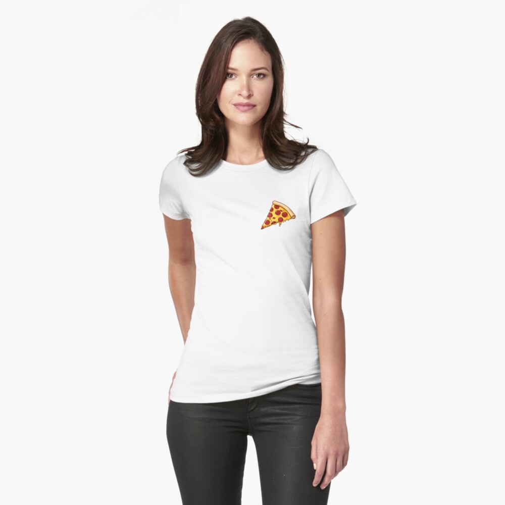 Yummy Slice of Pepperoni Pizza with Melted Cheese Fitted T-Shirt