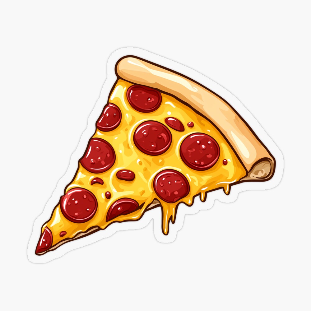 Transparent Sticker: Yummy Pepperoni Pizza Slice
