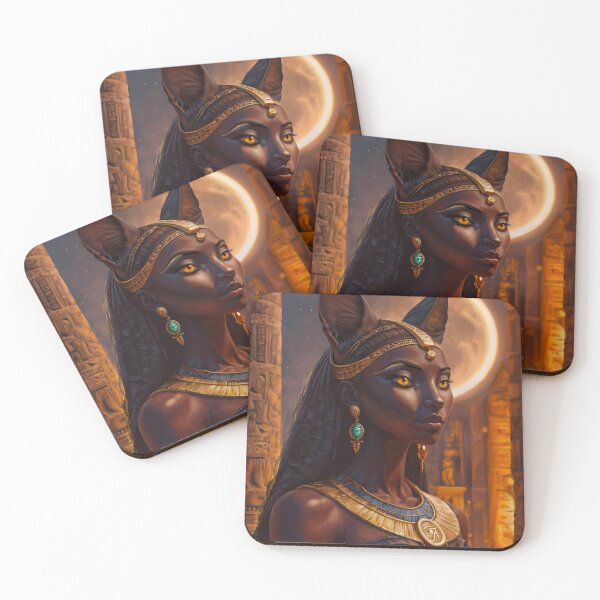 Item preview, This Fecund Land - Digital painting of Ancient Egyptian cat goddess Bastet designed and sold by EmilyDewsnap.