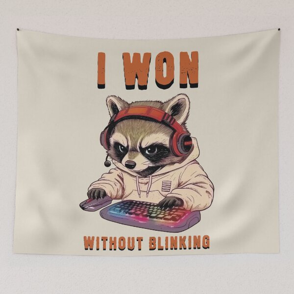 Item preview, Retro Gamer, Raccoon, Futuristic Style, RGB Keyboard designed and sold by OrenjiArtShop.