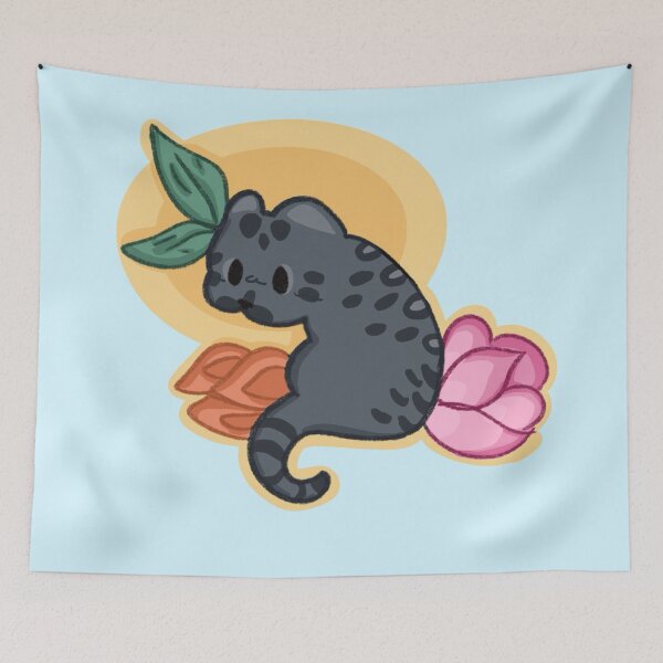 Item preview, Cute kawaii cat with flowers  designed and sold by DreamwatcherArt.